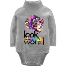 Детское боди с длинным рукавом с обезьяной "Look at the world differentty"