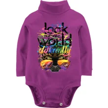 Детское боди с длинным рукавом с пантерой "Look at the world differentty"