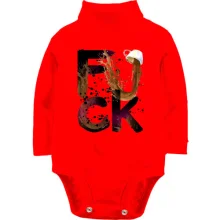 Детское боди с длинным рукавом с кофе "fuck"