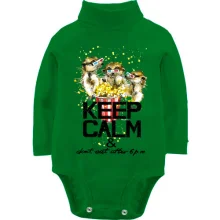 Детское боди с длинным рукавом с сусликами и попкорном Keep calm & dont eat after 6 pm