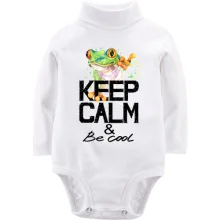 Детское боди с длинным рукавом с лягушкой Keep calm & be cool