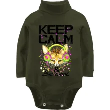 Детское боди с длинным рукавом с лисой Keep calm & be cool