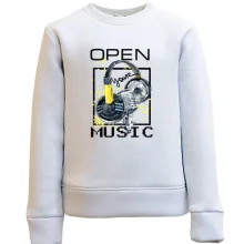 Детский свитшот с желтым принтом «Open your music»