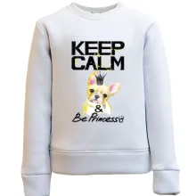 Детский свитшот с Французским Бульдогом (keep calm & be princess)
