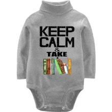 Детское боди с длинным рукавом Keep calm & take book