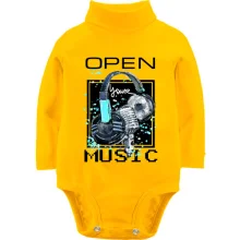 Комбинированный детский лонгслив с принтом «Open your music»