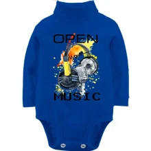 Комбинированный детский лонгслив с акварельным принтом «Open your music»