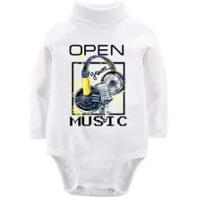 Комбинированный детский лонгслив с желтым принтом «Open your music»