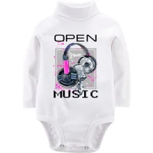 Комбинированный детский лонгслив с розовым принтом «Open your music»