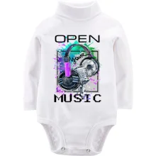 Комбинированный детский лонгслив с наушниками Open your music