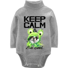 Детское боди с длинным рукавом с Бостон-терьером "Ceep calm & be cool"