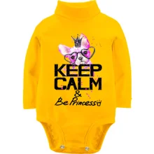 Детское боди с длинным рукавом с Бостон-терьером "Ceep calm & be princess"