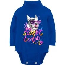Детское боди с длинным рукавом с Бульдогом в очках "sweet baby"