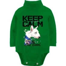 Детское боди с длинным рукавом з бультерьером Ceep calm and be cool