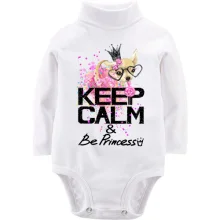 Детское боди с длинным рукавом с собачкой "Ceep calm & be princess"