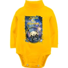 Детское боди с длинным рукавом с Французским Бульдогом (born to wander)
