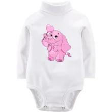 Детское боди с длинным рукавом с розовым слоником