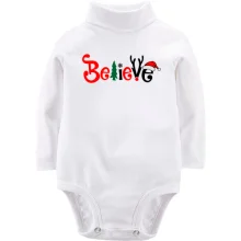 Детское боди с длинным рукавом с надписью "believe"