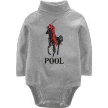 Детское боди с длинным рукавом с надписью "Pool" Дэдпул