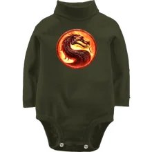 Детское боди с длинным рукавом с огненным логотипом Mortal Kombat