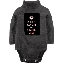 Детское боди с длинным рукавом с надписью "Keep calm and finish him" Mortal Kombat