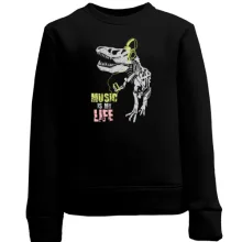 Дитячий світшот Music is my life Динозавр