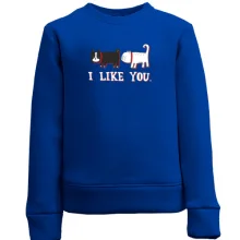 Детский свитшот с котами и надписью "i like you"