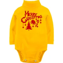 Детское боди с длинным рукавом с надписью "Merry Christmas"