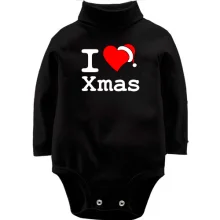 Детское боди с длинным рукавом с надписью "I love Xmas"