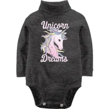 Детское боди с длинным рукавом с единорогом и надписью "Unicorn Dreams"
