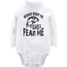 Детское боди с длинным рукавом Women want me Fish fear me