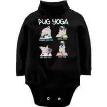 Детское боди с длинным рукавом Pug Yoga Мопс Йога