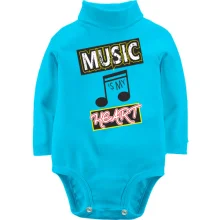 Детское боди с длинным рукавом Music is my heart