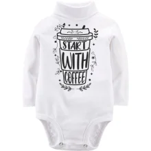 Детское боди с длинным рукавом Start with coffee