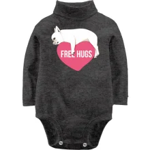 Детское боди с длинным рукавом Free Hugs с мопсом