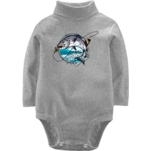 Детское боди с длинным рукавом Fishing round art