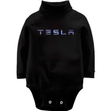 Детское боди с длинным рукавом с лого Tesla (молнии)