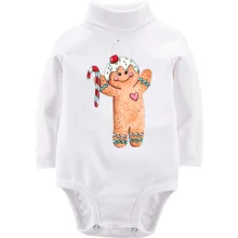 Детское боди с длинным рукавом с новогодней печенькой