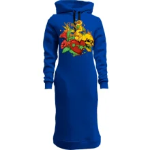Худи платье с колибри, черепом и сердцем