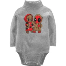 Детское боди с длинным рукавом Baby groot and deadpool