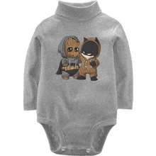 Детское боди с длинным рукавом Baby groot and batman