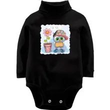 Детское боди с длинным рукавом Baby owl with a flower