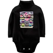 Детское боди с длинным рукавом Baby flamingo with owls