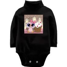 Детское боди с длинным рукавом Baby owl with cupcake