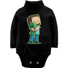 Детское боди с длинным рукавом Minecraft Boy with green doll