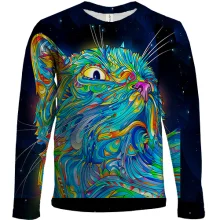 Дитячий 3D лонгслів з неоновим котом