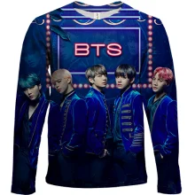 Детский 3D лонгслив с группой БТС (BTS K-POP) ARMY в костюмах