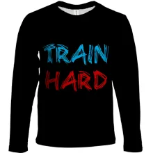 Дитячий 3D лонгслів з великим написом TRAIN HARD