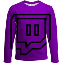 Детский 3D лонгслив Twitch на фиолетовом фоне