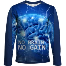 Детский 3D лонгслив с надписью "No brain No gain"